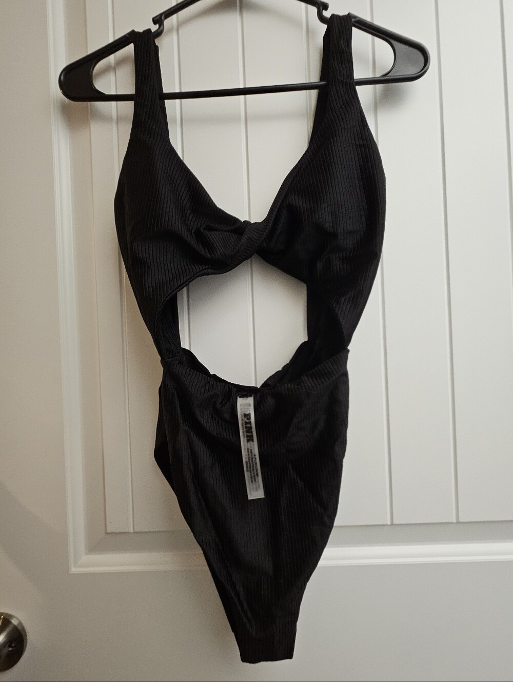 Victoria's Secret Black Ribbed Cutout One-Piece Swimsuit NWT